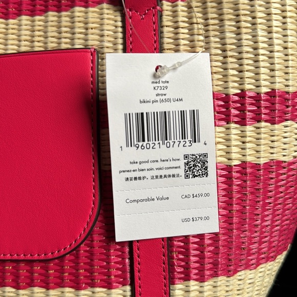Kate Spade Cruise Pink Woven Tote Bag - Picture 3 of 7